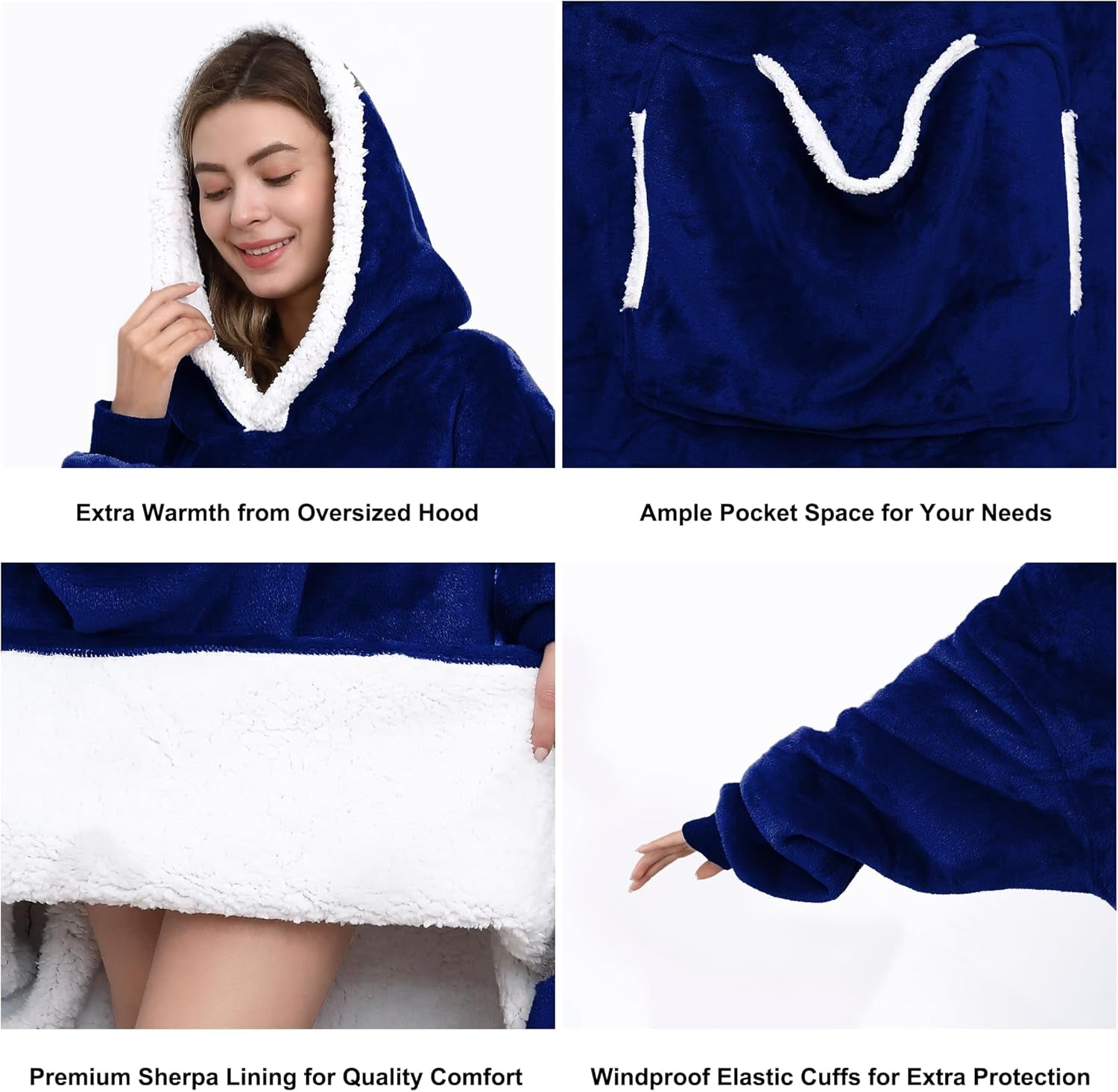 Oversized Wearable Blanket Hoodie with Giant Pocket (Pet Favorites),Blanket Sweatshirt for Women and Men